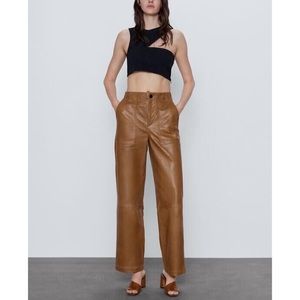 Zara GENUINE leather cargo/utility pants